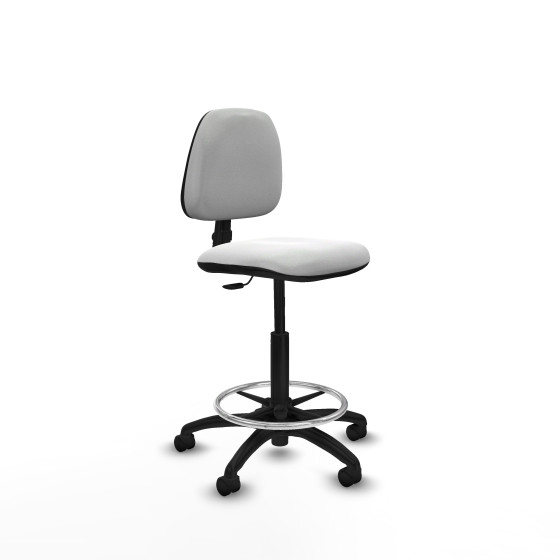 Taburete Isso CP bali blanco sin brazos base poliamida ruedas nailon 50mm