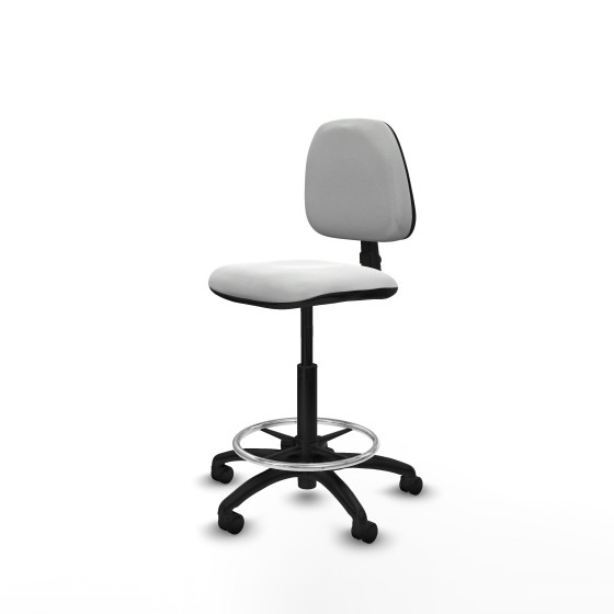 Taburete Isso CP bali blanco sin brazos base poliamida ruedas nailon 50mm