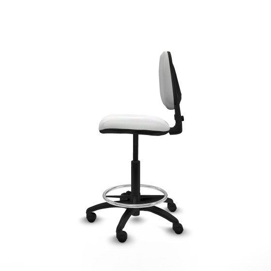 Taburete Isso CP bali blanco sin brazos base poliamida ruedas nailon 50mm