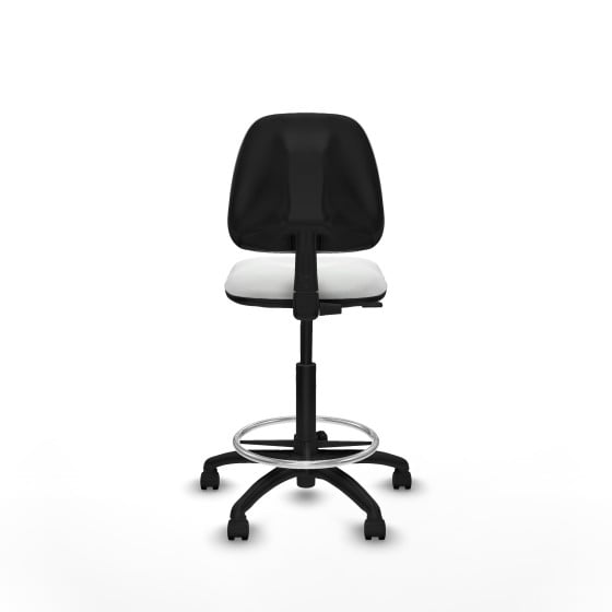 Taburete Isso CP bali blanco sin brazos base poliamida ruedas nailon 50mm