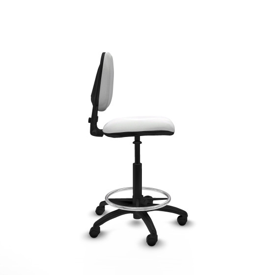 Taburete Isso CP bali blanco sin brazos base poliamida ruedas nailon 50mm