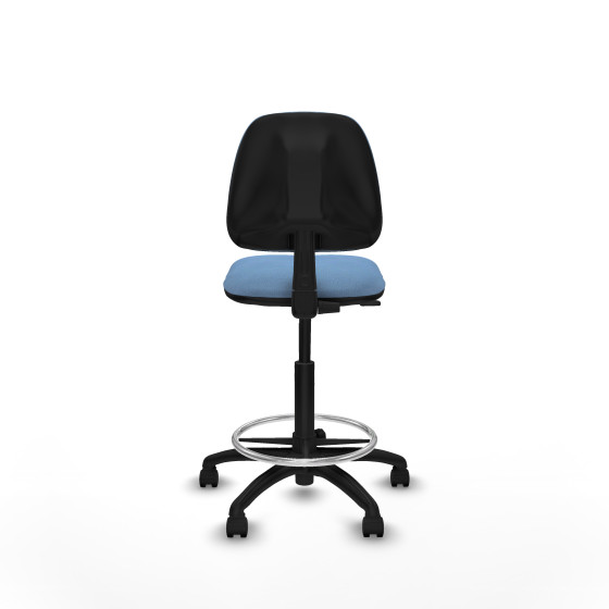 Taburete Isso CP bali azul cielo sin brazos base poliamida ruedas nailon 50mm