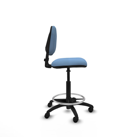 Taburete Isso CP bali azul cielo sin brazos base poliamida ruedas nailon 50mm