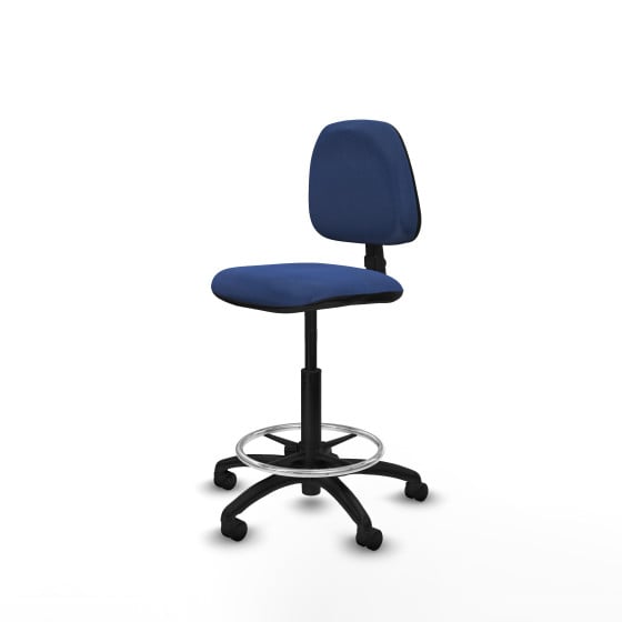 Taburete Isso CP bali azul marino sin brazos base poliamida ruedas nailon 50mm