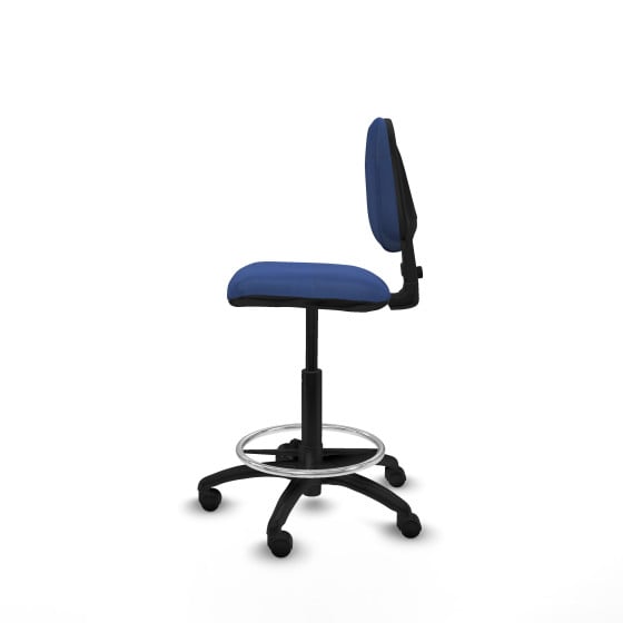 Taburete Isso CP bali azul marino sin brazos base poliamida ruedas nailon 50mm