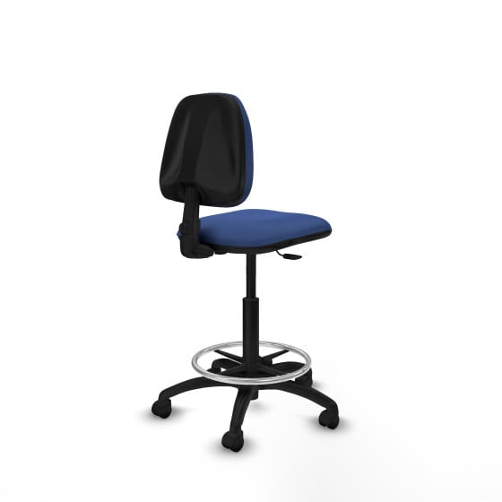 Taburete Isso CP bali azul marino sin brazos base poliamida ruedas nailon 50mm