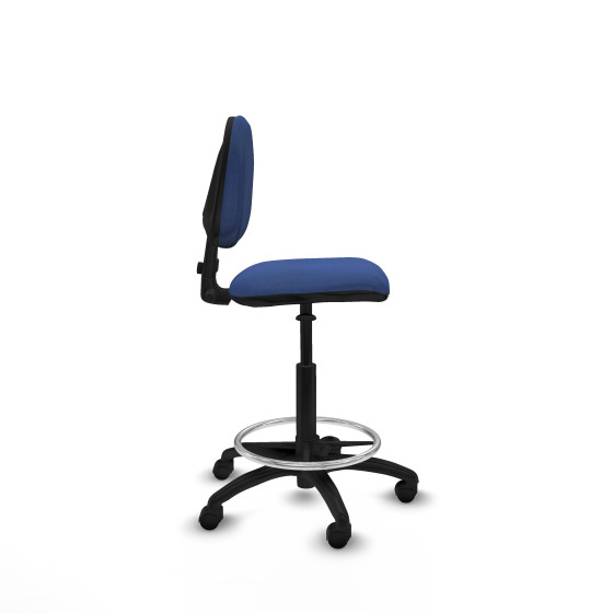 Taburete Isso CP bali azul marino sin brazos base poliamida ruedas nailon 50mm