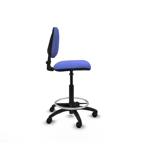 Taburete Isso CP bali azul claro sin brazos base poliamida ruedas nailon 50mm