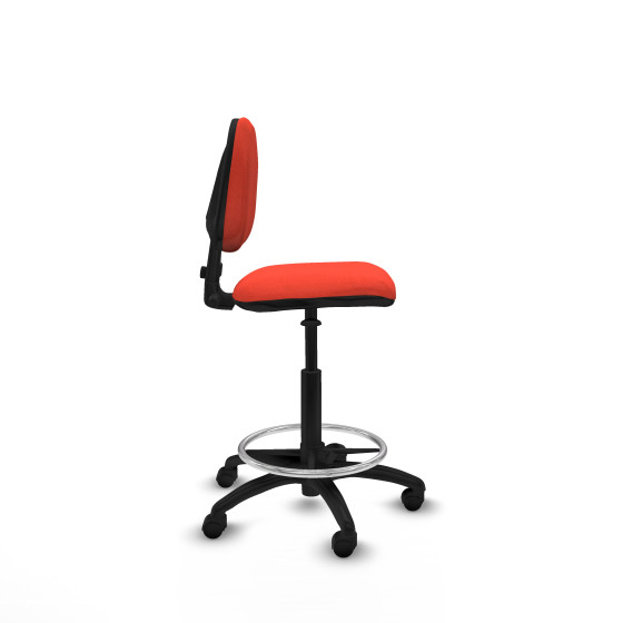 Taburete Isso CP bali naranja oscuro sin brazos base poliamida ruedas nailon 50mm