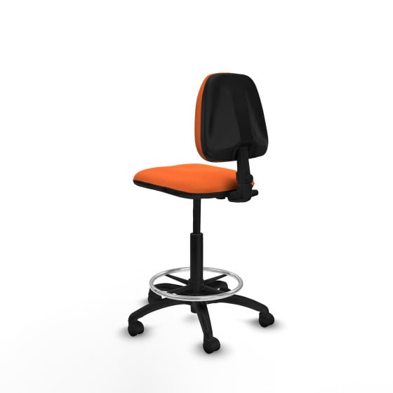 Taburete Isso CP bali naranja sin brazos base poliamida ruedas nailon 50mm