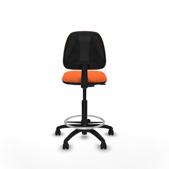 Taburete Isso CP bali naranja sin brazos base poliamida ruedas nailon 50mm