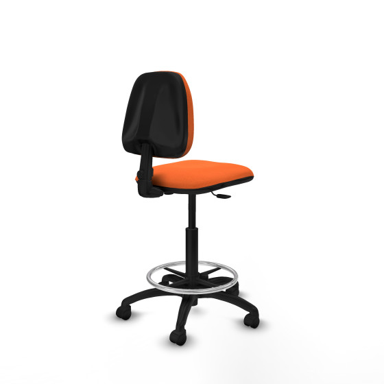 Taburete Isso CP bali naranja sin brazos base poliamida ruedas nailon 50mm