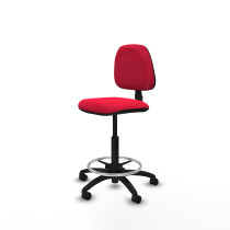 Taburete Isso CP bali rojo sin brazos base poliamida ruedas nailon 50mm