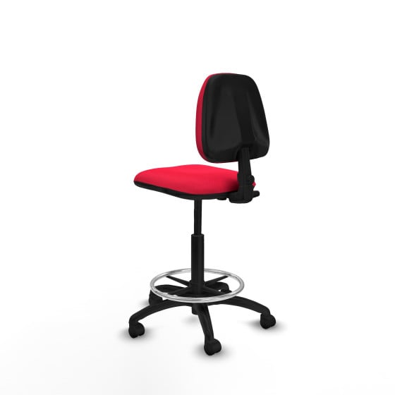 Taburete Isso CP bali rojo sin brazos base poliamida ruedas nailon 50mm