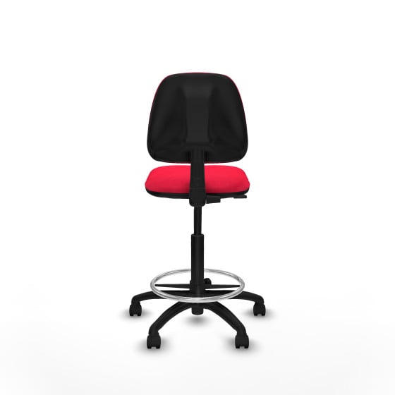 Taburete Isso CP bali rojo sin brazos base poliamida ruedas nailon 50mm
