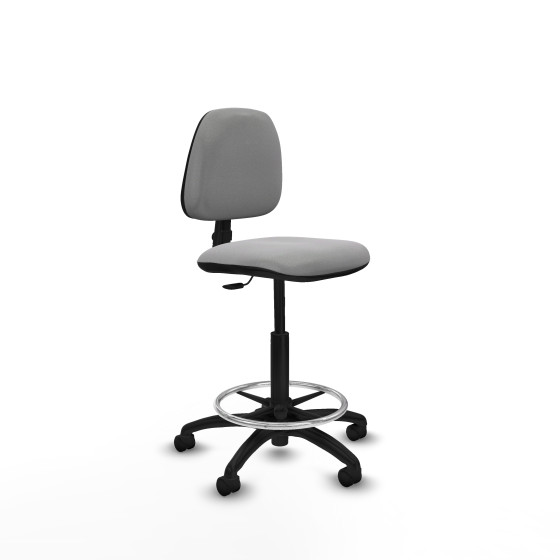 Taburete Isso CP bali gris claro sin brazos base poliamida ruedas nailon 50mm