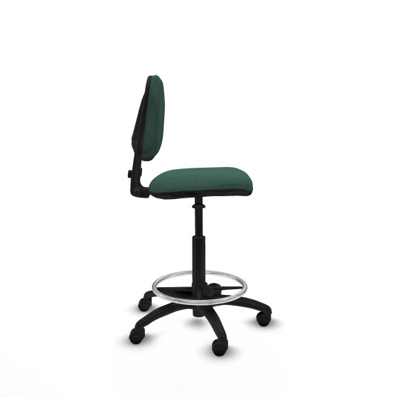 Taburete Isso CP bali verde botella sin brazos base poliamida ruedas nailon 50mm
