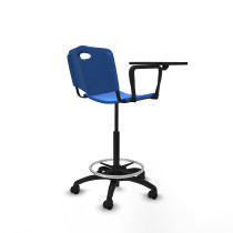 Taburete Robledo giratorio plástico azul brazo con pala diestros base poliamida ruedas nailon 50mm