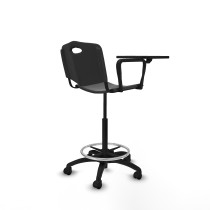 Taburete Robledo giratorio plástico negro brazo con pala diestros base poliamida ruedas nailon 50mm