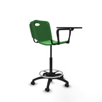Taburete Robledo giratorio plástico verde brazo con pala diestros base poliamida ruedas engomadas 50mm