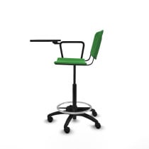 Taburete Robledo giratorio plástico verde brazo con pala diestros base poliamida ruedas nailon 50mm