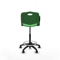 Taburete Robledo giratorio plástico verde brazo con pala diestros base poliamida ruedas nailon 50mm