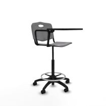 Taburete Robledo giratorio plástico gris claro brazo con pala diestros base poliamida ruedas nailon 50mm