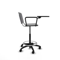 Taburete Robledo giratorio plástico gris claro brazo con pala diestros base poliamida ruedas nailon 50mm