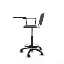 Taburete Robledo giratorio plástico gris oscuro brazo con pala diestros base poliamida ruedas nailon 50mm