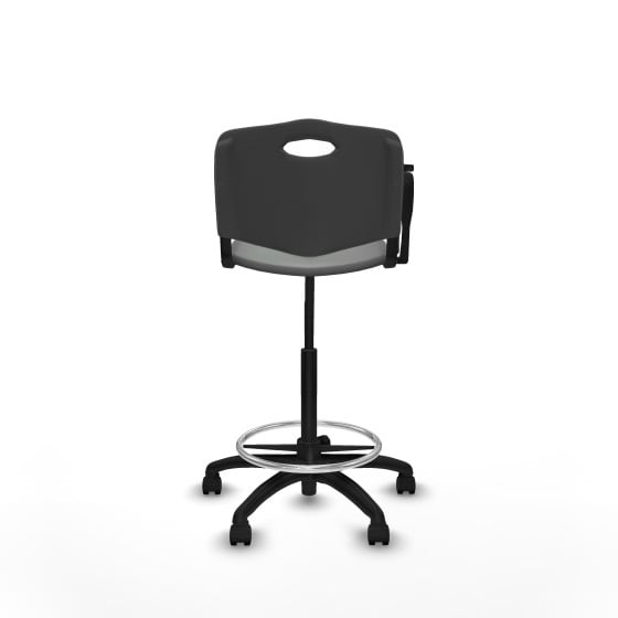 Taburete Robledo giratorio plástico gris oscuro brazo con pala diestros base poliamida ruedas nailon 50mm