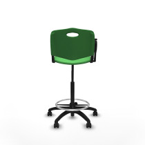Taburete Robledo giratorio plástico verde brazo con pala diestros base poliamida ruedas autofrenantes 50mm