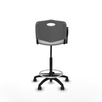 Taburete Robledo giratorio plástico gris claro brazo con pala diestros base poliamida ruedas autofrenantes 50mm