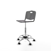 Taburete Robledo giratorio plástico gris claro sin brazos base cromada ruedas nailon 50mm