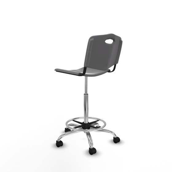 Taburete Robledo giratorio plástico gris claro sin brazos base cromada ruedas nailon 50mm