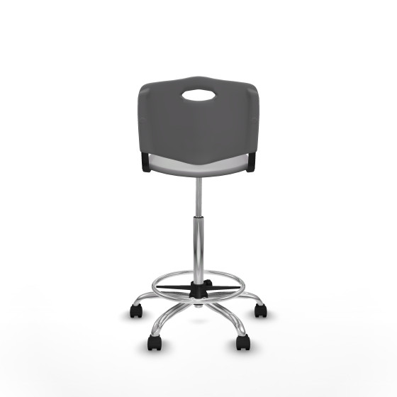Taburete Robledo giratorio plástico gris claro sin brazos base cromada ruedas nailon 50mm