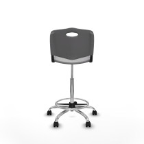 Taburete Robledo giratorio plástico gris claro sin brazos base cromada ruedas nailon 50mm