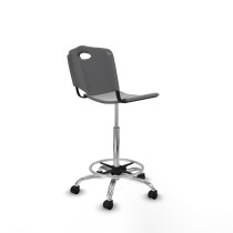 Taburete Robledo giratorio plástico gris claro sin brazos base cromada ruedas nailon 50mm