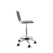 Taburete Robledo giratorio plástico gris claro sin brazos base cromada ruedas nailon 50mm