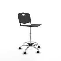 Taburete Robledo giratorio plástico negro sin brazos base cromada ruedas nailon 50mm
