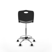 Taburete Robledo giratorio plástico negro sin brazos base cromada ruedas nailon 50mm