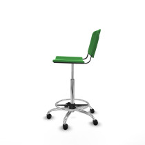 Taburete Robledo giratorio plástico verde sin brazos base cromada ruedas engomadas 50mm