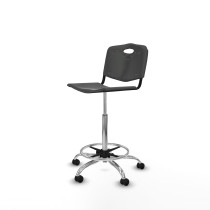 Taburete Robledo giratorio plástico gris oscuro sin brazos base cromada ruedas engomadas 50mm
