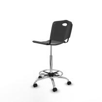 Taburete Robledo giratorio plástico gris oscuro sin brazos base cromada ruedas engomadas 50mm