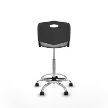 Taburete Robledo giratorio plástico gris oscuro sin brazos base cromada ruedas engomadas 50mm