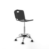 Taburete Robledo giratorio plástico gris oscuro sin brazos base cromada ruedas engomadas 50mm
