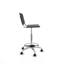 Taburete Robledo giratorio plástico gris oscuro sin brazos base cromada ruedas engomadas 50mm