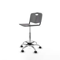 Taburete Robledo giratorio plástico gris claro sin brazos base cromada ruedas engomadas 50mm