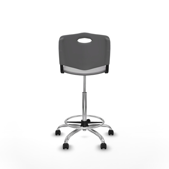 Taburete Robledo giratorio plástico gris claro sin brazos base cromada ruedas engomadas 50mm