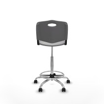 Taburete Robledo giratorio plástico gris claro sin brazos base cromada ruedas engomadas 50mm