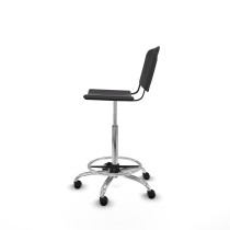 Taburete Robledo giratorio plástico negro sin brazos base cromada ruedas engomadas 50mm